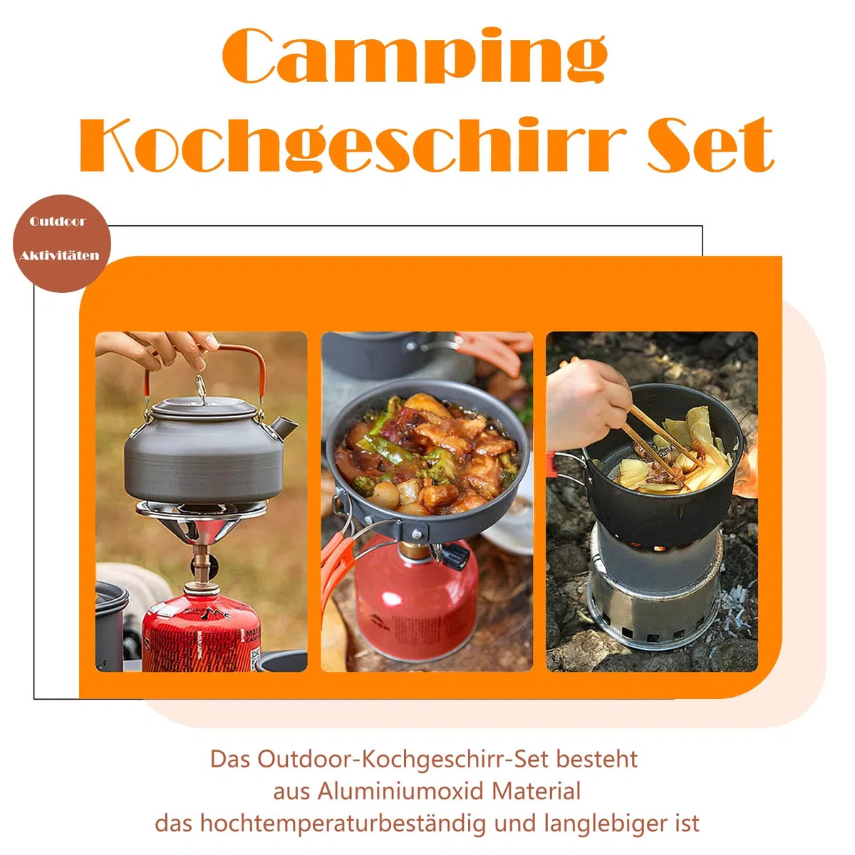 10 PCS Campeggio Pentole Utensili Set per 3-4 Persone, Campeggio Pentole Utensili Set da Cucina, Outdoor Bollitore Padella per Campeggio, Trekking Escursioni Cucina Outdoor e Picnic