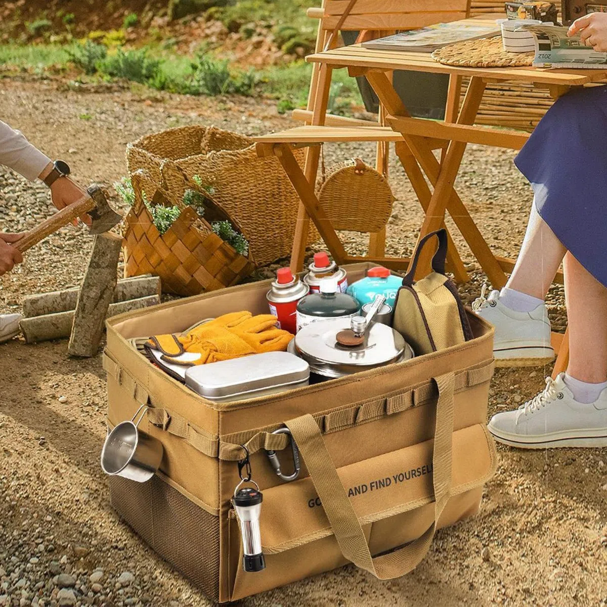 Borsa portaoggetti da campeggio, borsa portaoggetti per fornello da campeggio, grande, pieghevole, impermeabile, anticollisione, borsone per attrezzatura da campeggio