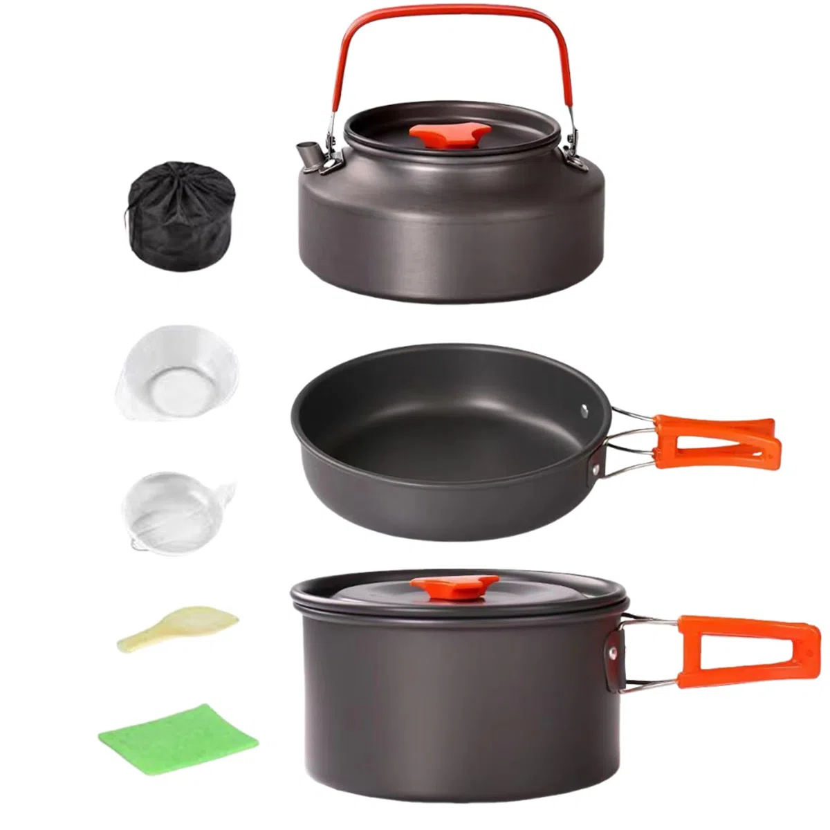 Set da cucina da campeggio | 3 pezzi | padella portatile antiaderente e set per campeggio, attività all'aperto, viaggi, backpacking, tailgating, escursionismo, sopravvivenza e dormitorio per