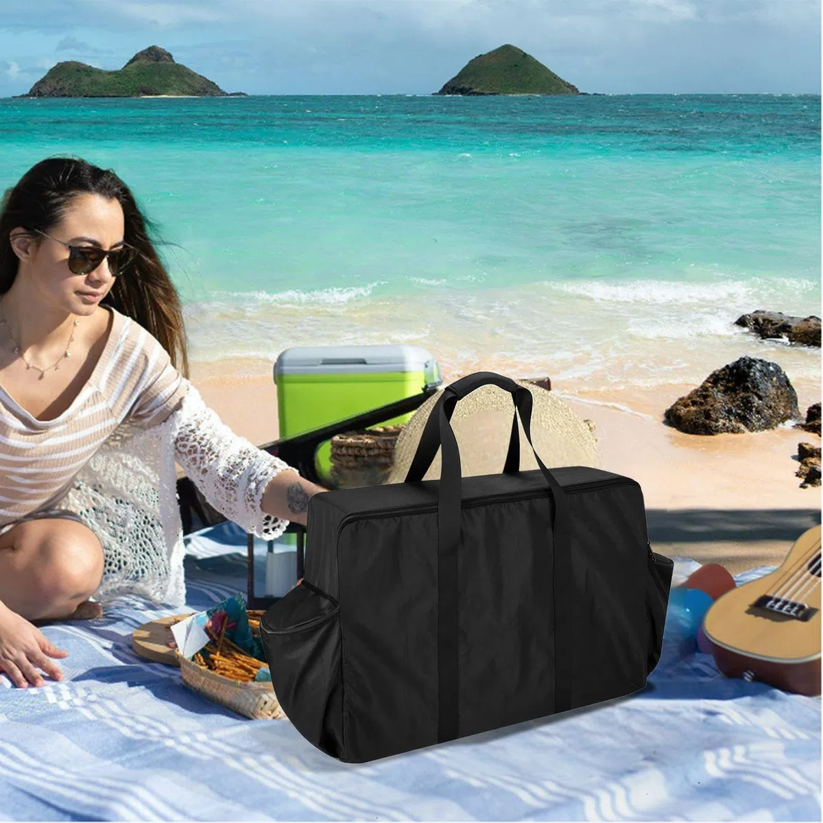 Borsa portaoggetti per utensili da barbecue, portatile, protettiva, organizer per attrezzi da esterno, porta utensili da griglia, accessori per serbatoio, pieghevole per barbecue,