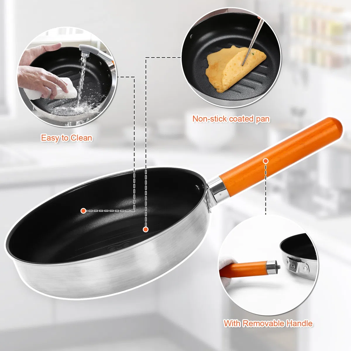GFTIME Set di pentole da campeggio, in acciaio inox, da campeggio, 5 pezzi