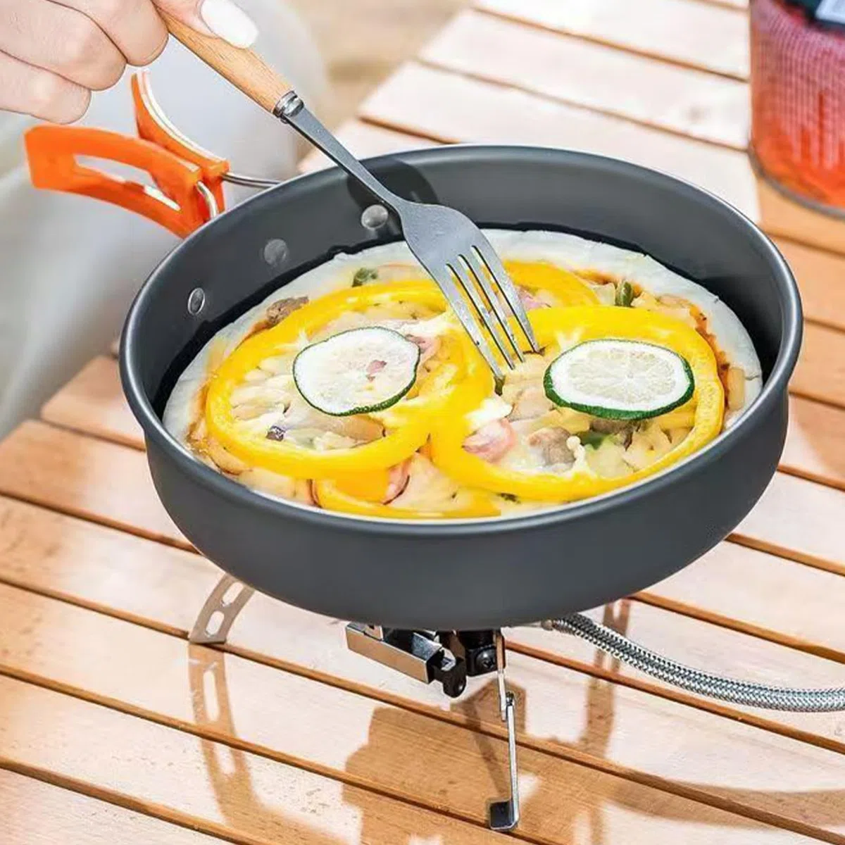 Set da cucina da campeggio | 3 pezzi | padella portatile antiaderente e set per campeggio, attività all'aperto, viaggi, backpacking, tailgating, escursionismo, sopravvivenza e dormitorio per