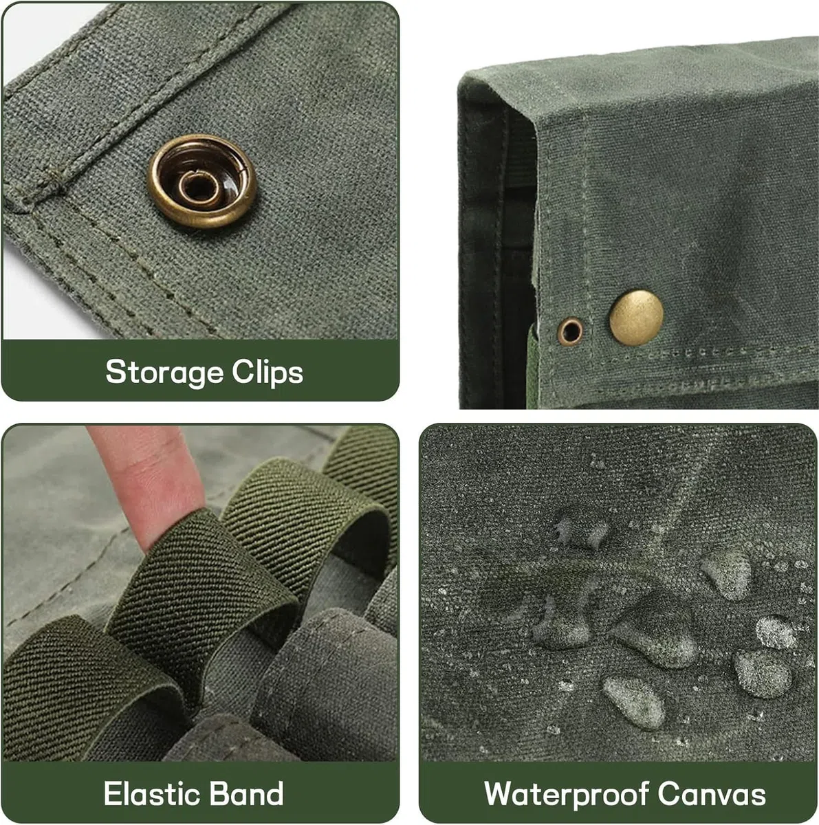 Borsa Per Spezie Portatile, Kit Per Spezie da Campeggio, Porta Barattolo Per Condimenti Portatile Pieghevole in Tela con 9 Tasche, Facile da Trasportare, Kit Per Condimenti da Campeggio(verde)