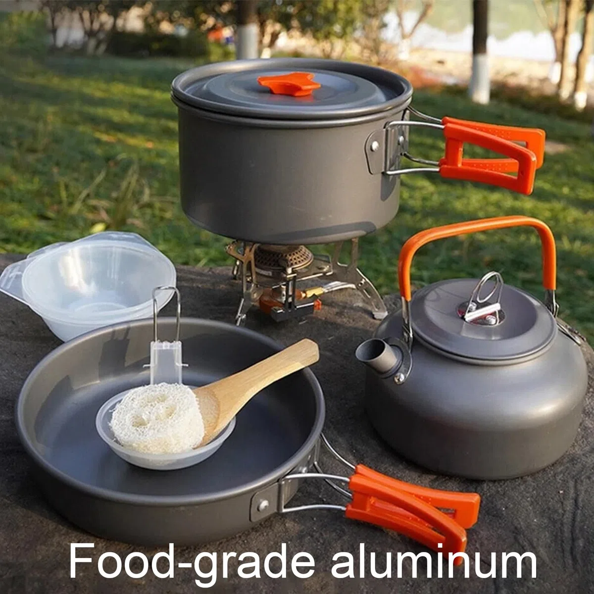 Set da cucina da campeggio | 3 pezzi | padella portatile antiaderente e set per campeggio, attività all'aperto, viaggi, backpacking, tailgating, escursionismo, sopravvivenza e dormitorio per