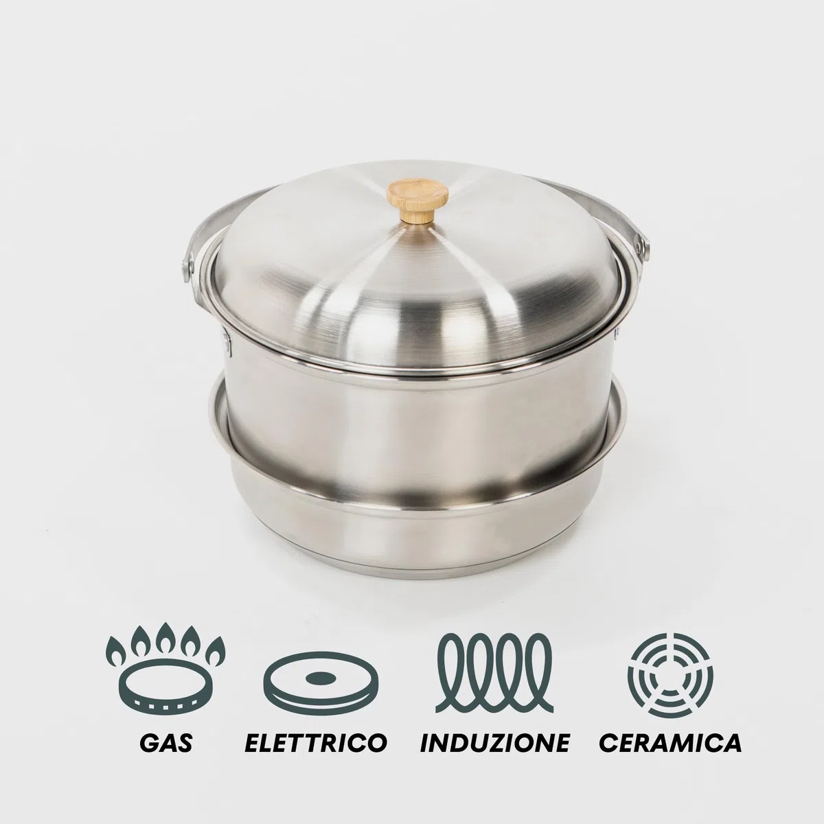 BOXIO - Cookware: padella da campeggio e set di pentole in acciaio inox da campeggio con padella, bollitore e pentole, ideale per cucina da campeggio, fornello a gas o fornello da campeggio, cucina