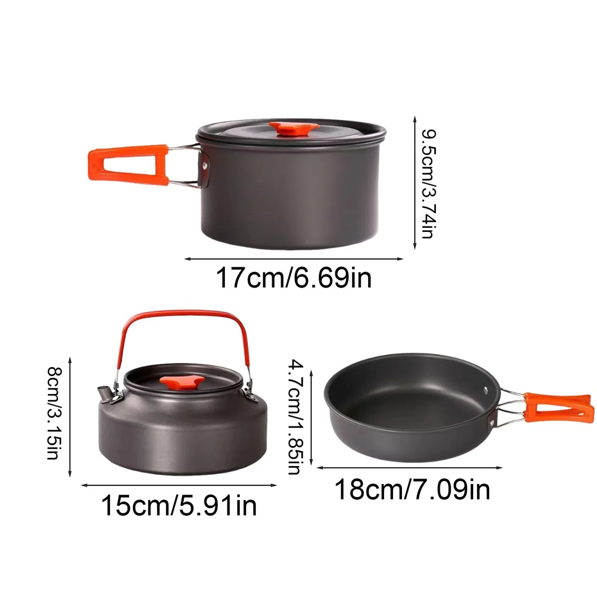 Set da cucina da campeggio | 3 pezzi | padella portatile antiaderente e set per campeggio, attività all'aperto, viaggi, backpacking, tailgating, escursionismo, sopravvivenza e dormitorio per