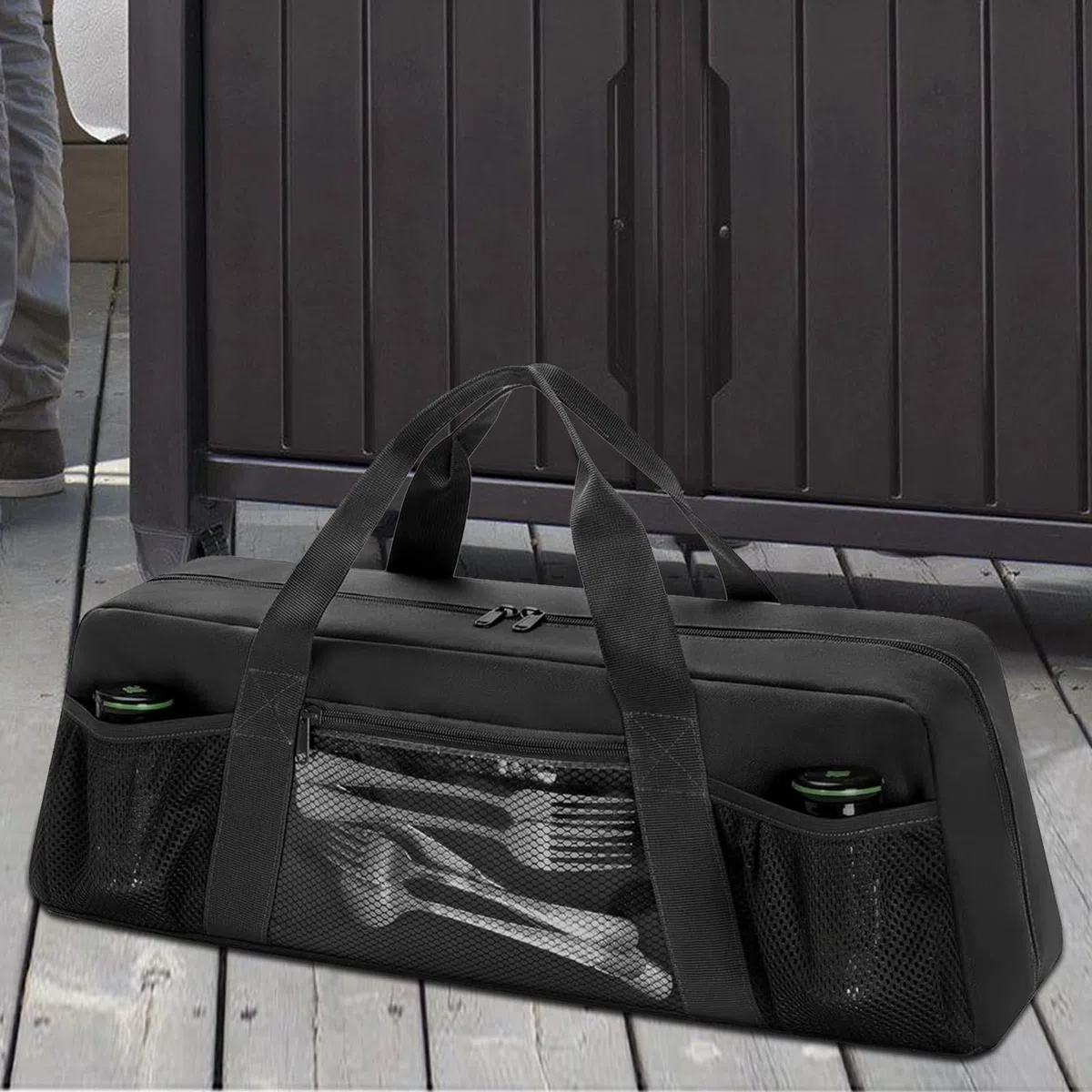 Portautensili per barbecue, organizer per barbecue, cassetta per attrezzi da cucina, multiuso, ergonomica, contenitore resistente, custodia per campeggio, picnic, utensili per grigliare