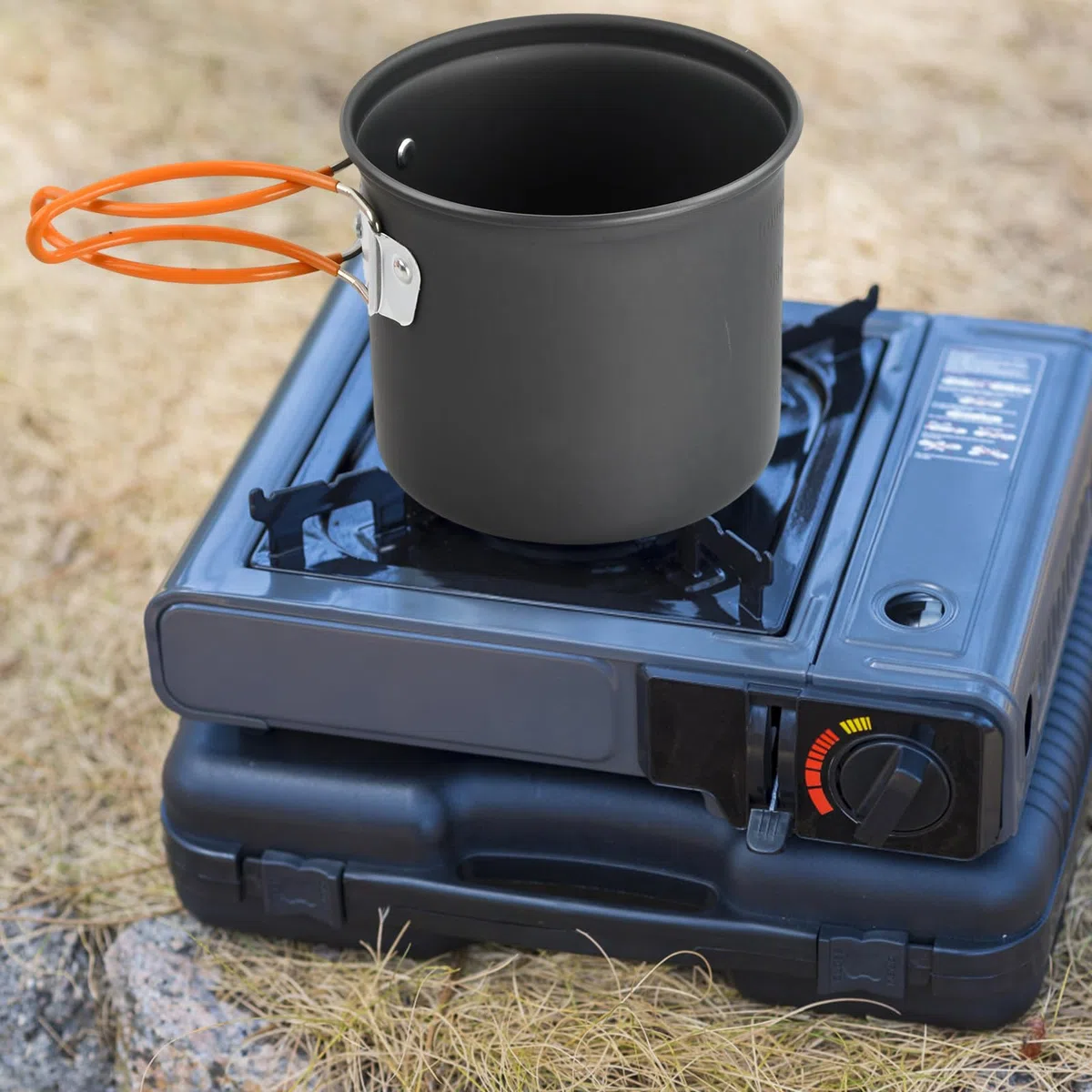 Set di Pentole da Campeggio Cucina Campeggio Utensili Set Gavetta Campeggio Portabile con Fornellino da Campeggio Tazza Piatti Posate Pieghevoli per Picnic Zaino in Spalla Trekking Escursionismo