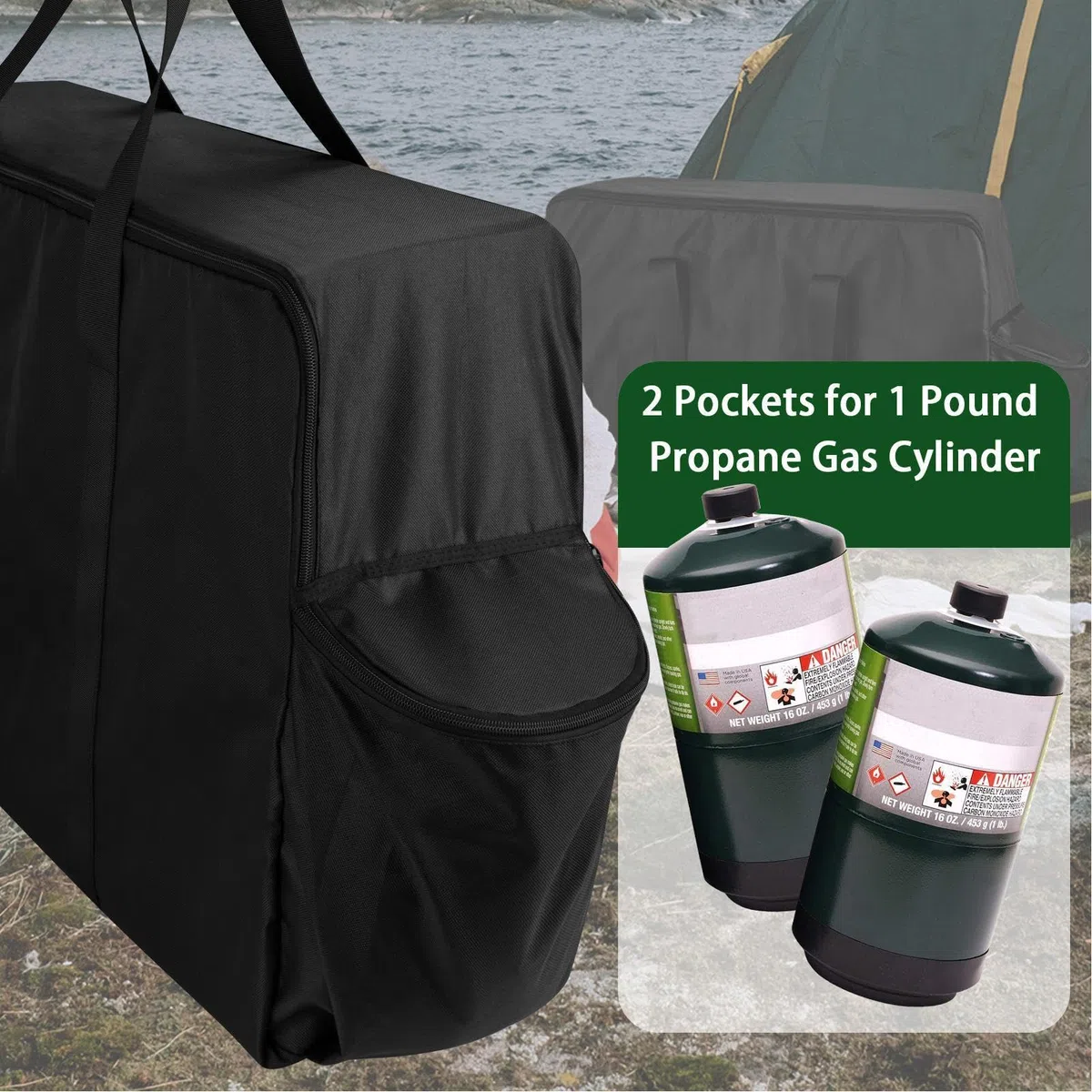 Borsa portaoggetti per utensili da barbecue, portatile, protettiva, organizer per attrezzi da esterno, porta utensili da griglia, accessori per serbatoio, pieghevole per barbecue,