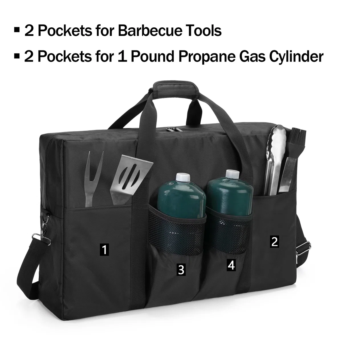 SAMDEW Custodia per Fornello da Campeggio, Custodia Portatile con Tasche per Utensili da Griglia, Borsa Portaoggetti per Fornello da Campeggio Compatibile con Coleman Fornello da Campeggio, Solo Borsa