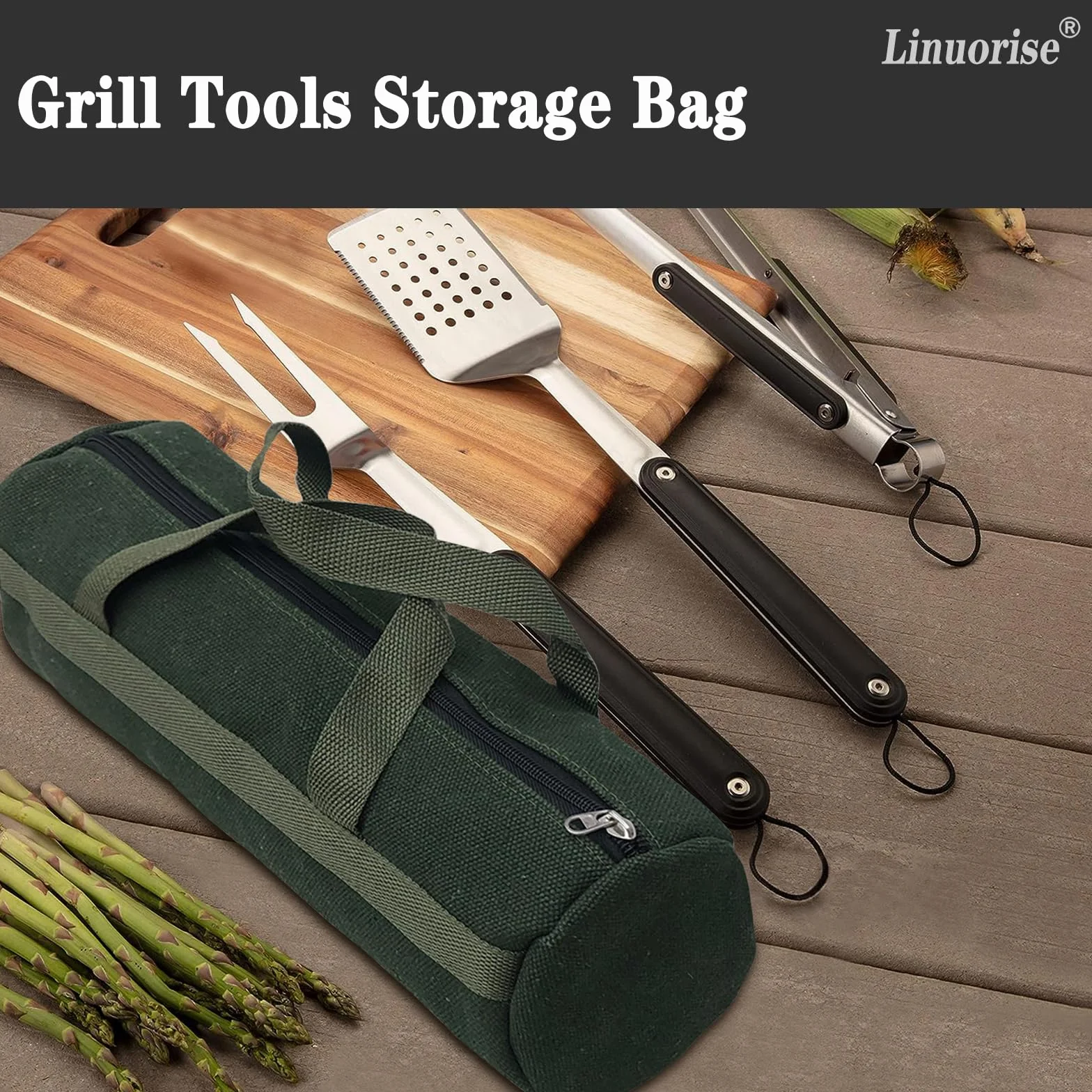 Borsa portaoggetti per accessori per grill, utensili per grigliare all'aperto, borsa portaoggetti extra spessa, adatta per riporre utensili da griglia, utensili da barbecue, contenitore per barbecue o