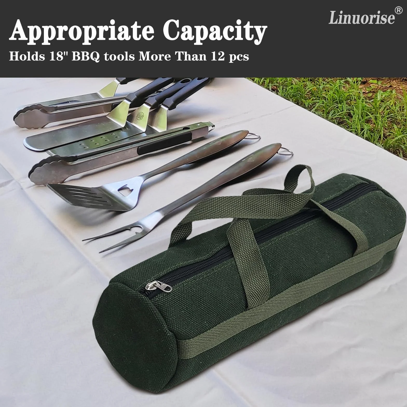 Borsa portaoggetti per accessori per grill, utensili per grigliare all'aperto, borsa portaoggetti extra spessa, adatta per riporre utensili da griglia, utensili da barbecue, contenitore per barbecue o