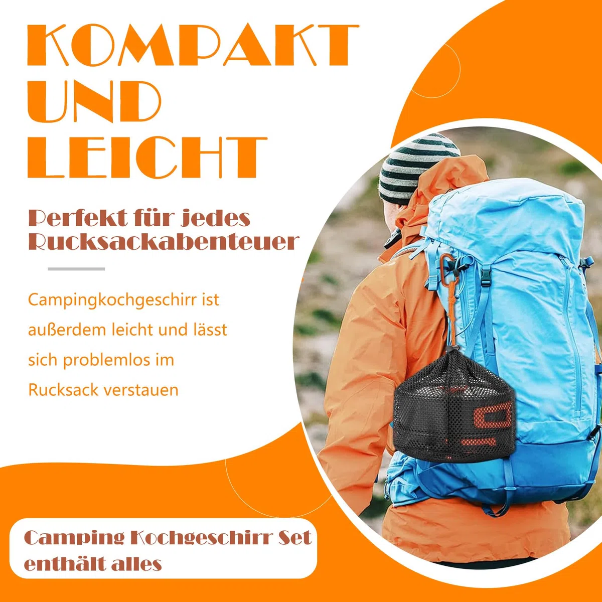 10 PCS Campeggio Pentole Utensili Set per 3-4 Persone, Campeggio Pentole Utensili Set da Cucina, Outdoor Bollitore Padella per Campeggio, Trekking Escursioni Cucina Outdoor e Picnic