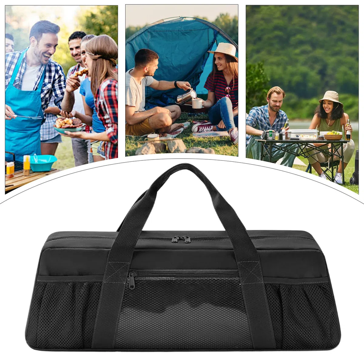 Portautensili per barbecue, organizer per barbecue, cassetta per attrezzi da cucina, multiuso, ergonomica, contenitore resistente, custodia per campeggio, picnic, utensili per grigliare