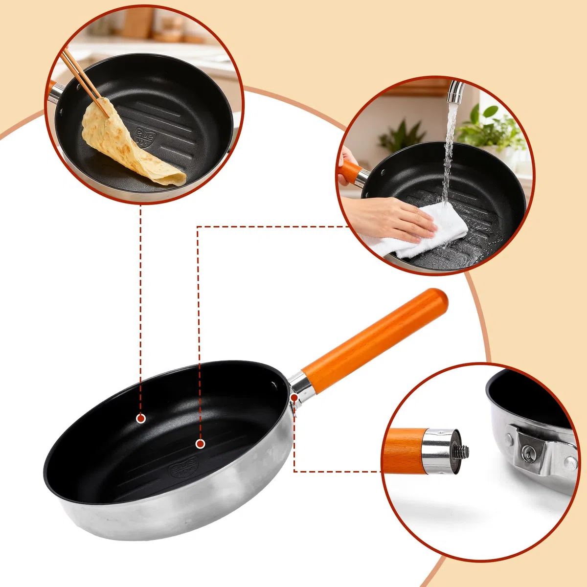 Set di pentole da campeggio Denmay, set di pentole da campeggio in acciaio inox, set di pentole e padelle da campeggio, pentole da campeggio in acciaio inox per cucina da campeggio, 5 pezzi