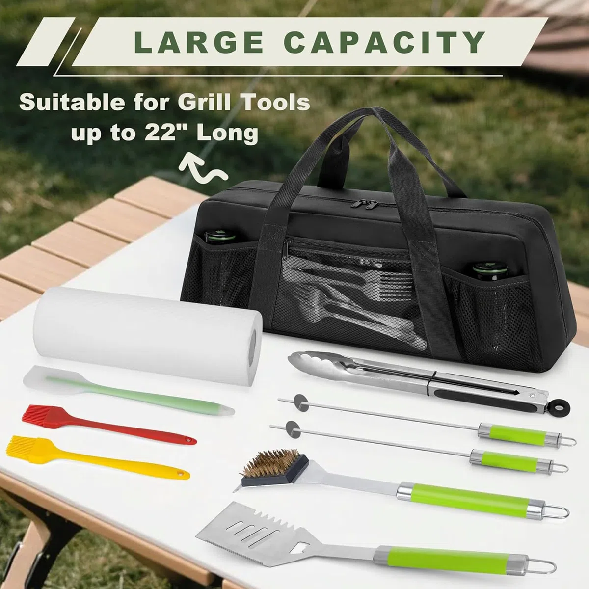 Portautensili per barbecue, organizer per barbecue, cassetta per attrezzi da cucina, multiuso, ergonomica, contenitore resistente, custodia per campeggio, picnic, utensili per grigliare