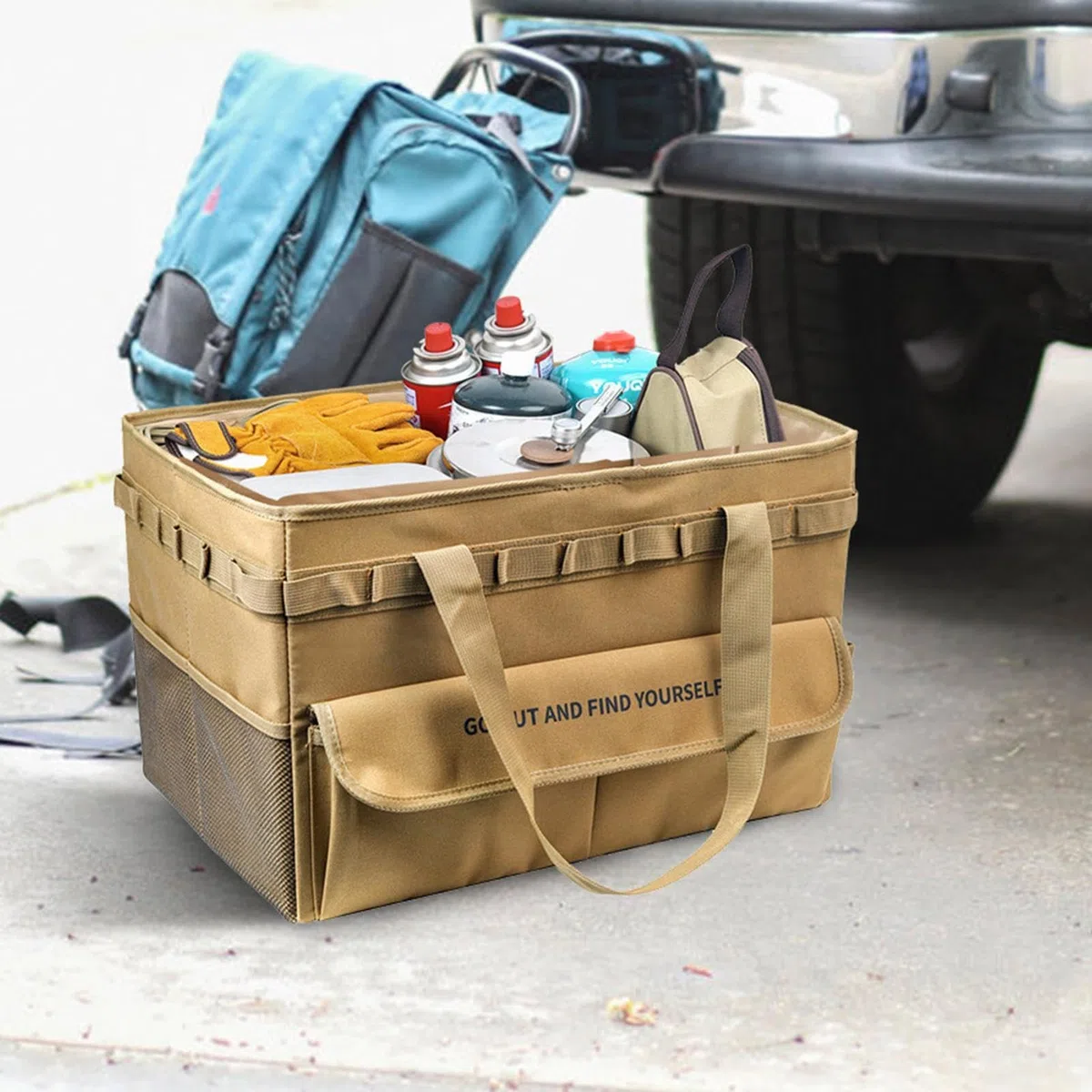 Borsa portaoggetti da campeggio, borsa portaoggetti per fornello da campeggio, grande, pieghevole, impermeabile, anticollisione, borsone per attrezzatura da campeggio