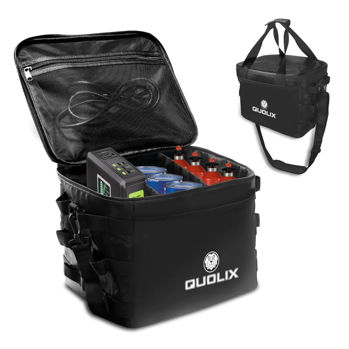 QUOLIX Lipo Safe Bag Professionale, Custodia Ignifuga Antideflagrante per Batterie Lipo, Borsa da Campeggio per Fornelli Gas, Snack e Bevande, con Pannello di Separazione, 25L