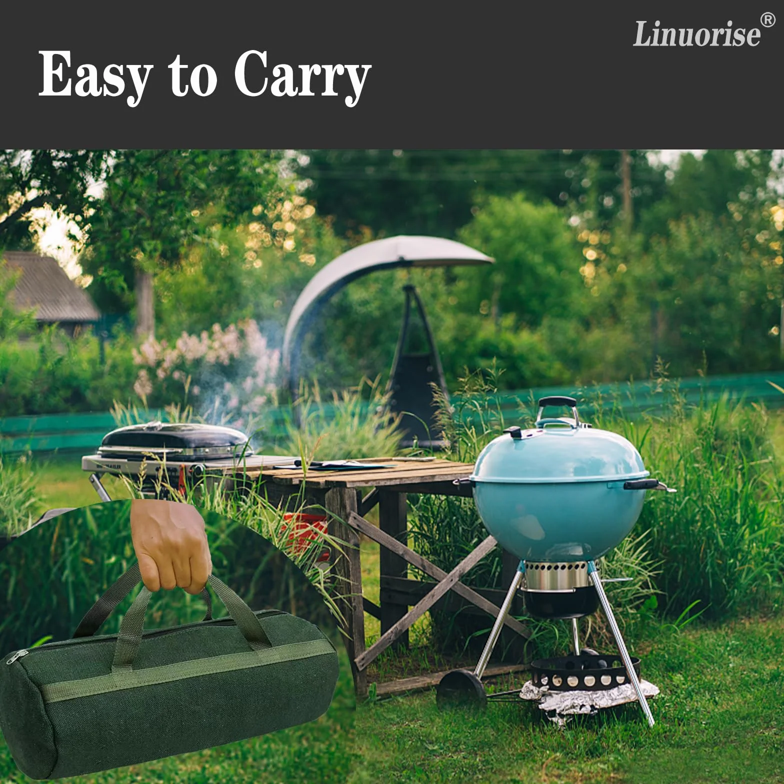 Borsa portaoggetti per accessori per grill, utensili per grigliare all'aperto, borsa portaoggetti extra spessa, adatta per riporre utensili da griglia, utensili da barbecue, contenitore per barbecue o